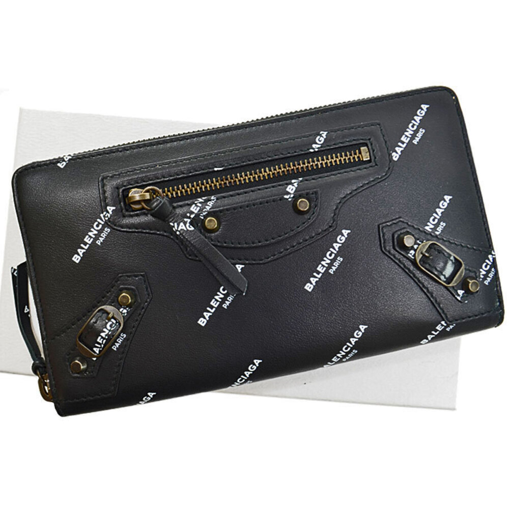 Balenciaga Giant Continental Zip Long Wallet Black White
